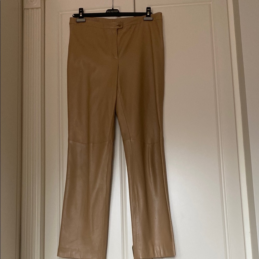 Vintage Mondi Tan Straight Leg Leather Pants